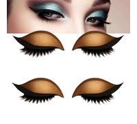 Patch de cils à paupières paresseux, eye-liner et autocollants de cils avec paillettes, cils 3-en-1 des cils de maquillage des pochoirs, maquillage temporaire rapide d'une seconde (Gold)