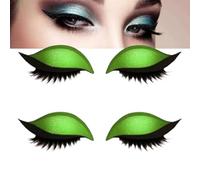 Patch de cils à paupières paresseux, eye-liner et autocollants de cils avec paillettes, cils 3-en-1 des cils de maquillage des pochoirs, maquillage temporaire rapide d'une seconde (Green)