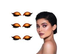 Patch de cils d'ombre à paupières auto-adhésif 3-en-1 avec faux cils, autocollants de maquillage résistants à l'eau pour toutes les formes d'yeux, application facile pour les débutants (Orange)