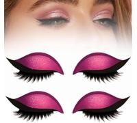 Patch de cils fard à paupières paresseux, autocollant de fard à paupières et faux cils réutilisables 2 en 1, pochoirs de maquillage colorés pour toutes les formes d'yeux (Rose)
