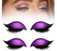Patch de cils fard à paupières paresseux, autocollant de fard à paupières et faux cils réutilisables 2 en 1, pochoirs de maquillage colorés pour toutes les formes d'yeux (Violet)