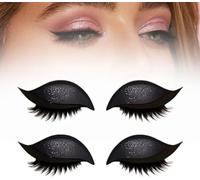 Patch de cils fard à paupières paresseux, autocollant de fard à paupières et faux cils réutilisables 2 en 1, pochoirs de maquillage colorés pour toutes les formes d'yeux (Noir)