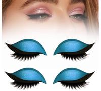 Patch de cils fard à paupières paresseux, autocollant de fard à paupières et faux cils réutilisables 2 en 1, pochoirs de maquillage colorés pour toutes les formes d'yeux (Bleu)