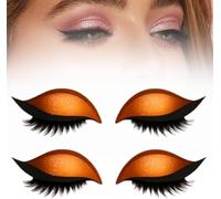 Patch de cils fard à paupières paresseux, autocollant de fard à paupières et faux cils réutilisables 2 en 1, pochoirs de maquillage colorés pour toutes les formes d'yeux (Orange)