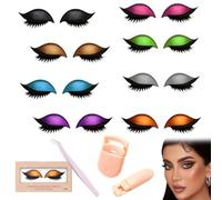 Patch de Fard à Paupières Lazy Eye Shadow, Autocollants de Maquillage 3 en 1 Réutilisables et Rapides avec Faux Cils, Ombre et Eye-liner (8 Pairs)