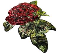 Patch de fleur Rose 22CM x 18CM, autocollant à paillettes cousu sur des patchs for vêtements, broderie appliquée, accessoires bricolage(Right Side)