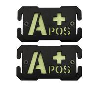 Patch de groupe sanguin A+ Lumière Nocturne Patch, Militaire Tactique Signe d'urgence Médicale Pour le Système Molle, 2 pièces (A+ POS)