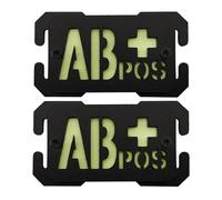 Patch de groupe sanguin AB+ Lumière Nocturne Patch, Militaire Tactique Signe d'urgence Médicale Pour le Système Molle, 2 pièces (AB- POS)