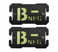 Patch de groupe sanguin B- Lumière Nocturne Patch, Militaire Tactique Signe d'urgence Médicale Pour le Système Molle, 2 pièces (B- NEG)