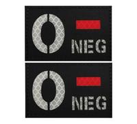 Patch De Groupe Sanguin O- NEG, Noir Nylon Réfléchissant Infrarouge Badge, Tactique Moral Identification du Groupe Sanguin (O-)