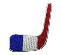 Patch de hockey, bâton de hockey, écusson de hockey, écusson brodé thermocollant ou à coudre pour vêtements, etc. 9 x 6,5 cm