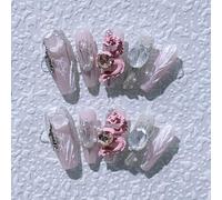 Patch de mise en valeur des faux ongles rose chinois réutilisable amovible (L)