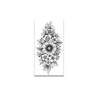 Patch De Tatouage Temporaire Tournesol, 1 À 2 Semaines, Combinaison De Fleurs Réaliste, Longue Durée, Imperméable