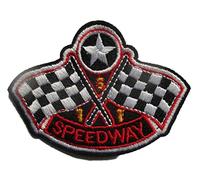 hotrodspirit - Patch Drapeau a Damier Speedway 8x6 cm écusson thermocollant