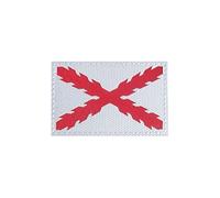 Patch drapeau espagnol - Réflecteurs - Système Hook and Loop - Taille 8 x 5 cm (Blanc-Croix Rouge)