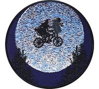 Patch 'E.T. à Vélo' L'Extraterrestre UFO Aliens Appliqué à Repasser de Qualité Premium Autocollants Extraterrestres Insignes Brodés - Patch de Lune à Coudre 80x80mm