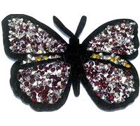 Patch ecusson animaux papillon applique strass motif brodé a coudre ecusson strass thermocollant pour couture vetements (rouge noir)