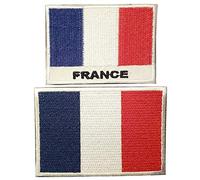Patch Écusson applique badge drapeau France Tricolore francais brodé autocollant thermocollant kit de 2 pieces