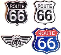 Patch Écusson applique patches brodé Écusson Route 66 USA thermocollant kit de 4 pieces