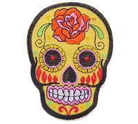 Patch Ecusson Badge applique Crane Tete de Mort mexicain brodé-rie thermocollant