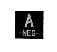 Patch ecusson brodé airsoft tactical militaire groupe sanguin thermocollant noir - A-