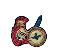 Patch écusson brodé biker guerrier grec thermocollant 9x8cm