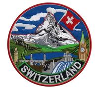 Patch écusson brodé drapeau suisse 8,9 cm thermocollant ou coudre voyage Europe souvenir sac à dos ski Matterhorn Alpes suisses cadeau