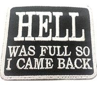 Patch Ecusson brodé Imprimés thermocollant biker motard Broderie Sur Vetement 6,4x 7,5cm “ Hell was full … ”