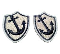 Patch Ecusson Brode-rie thermocollant Ancre Marine bleu creme 2 pieces a 5 cm