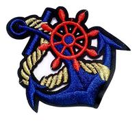 Patch Ecusson Brode-rie thermocollant Ancre Marine Rouge bleu 8 cm