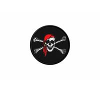 Patch Ecusson Drapeau Pirate Jolly Roger Imprime Thermocollant Rond Cocarde