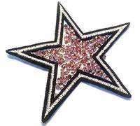Patch ecusson etoile strass applique etoile strass motif brodé a coudre ecusson strass thermocollant pour couture vetements veste sac decoration customisation ecusson thermocollant 10 cm (rose clair)