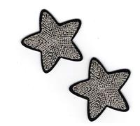Patch Ecusson Thermocollant 2 x Etoile Broderie Fil Argent 3,50 x 3,50 cm