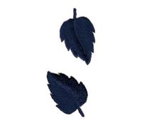 Patch Ecusson Thermocollant 2 x Petite Feuille Plume Coloris Bleu Marine 2 x 3 cm