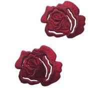 Patch Ecusson Thermocollant 2 x petite rose ajourée coloris rouge 3 x 3 cm