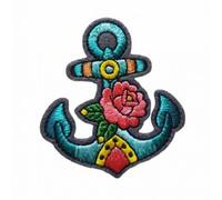 Patch Ecusson Thermocollant Ancre fleur rose Psychédélique 5 x 5 cm