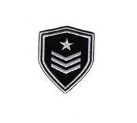 Patch Ecusson Thermocollant Blason noir galon militaire étoile 3,20 x 4 cm
