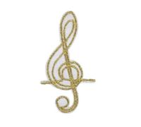 Patch Ecusson Thermocollant Clef de Sol dorée 3,50 x 6 cm