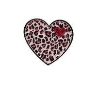 Patch Ecusson Thermocollant Coeur Panthère rose 4,50 x 5 cm