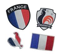 Patch Ecusson Thermocollant Lot de 4 - Drapeau et Blason français bleu blanc rouge tricolore