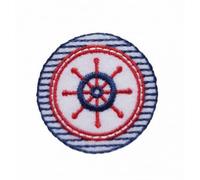 Patch Ecusson Thermocollant rond barre bateau ancre marine 3,50 x 3,50 cm