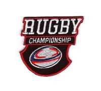 Patch Ecusson Thermocollant Rugby Championship fond marron 5 x 5 cm
