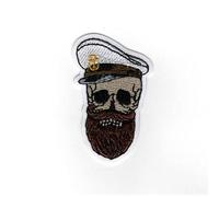 Patch Ecusson Thermocollant Tête de mort Capitaine du bateau 3 x 5 cm