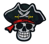 Patch Ecusson Thermocollant Tête de Mort Pirate 4,50 x 5 cm