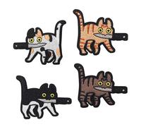 Patch en Forme de Chat, 4 Pièces Patchs Chats Mignon avec un Couteau à Thermocoller, Emblème Amovible - Broderie Hook and Loop, Appliqués à Coudre pour Vêtements, Chapeaux, Sac à Dos et Jeans