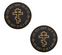 Patch en PVC avec inscription « Lord Jesus Christ Son of God » - Emblème religieux avec crochet au dos - 8 cm - Rond - En caoutchouc souple - Pour sac à dos d'extérieur (fond noir avec inscription
