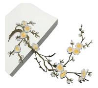 Patch Fleur Brodé Lot de 2 patchs broderie en forme fleur prunier, autocollants tissu, thermocollants, for travaux manuels, couture, réparation, brodés(Color 1)