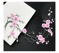 Patch Fleur Brodé Lot de 2 patchs broderie en forme fleur prunier, autocollants tissu, thermocollants, for travaux manuels, couture, réparation, brodés(Color 20)