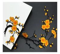 Patch Fleur Brodé Lot de 2 patchs broderie en forme fleur prunier, autocollants tissu, thermocollants, for travaux manuels, couture, réparation, brodés(Color 14)