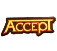 patch groupe accept 10x4cm logo noir et jaune ecusson thermocollant rock